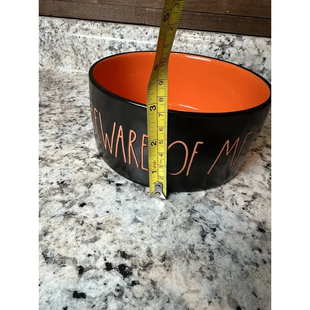 6” Rae Dunn Halloween BEWARE OF ME! Spooky Ceramic Dog Food Water Bowl Dish